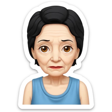 Old Women In Sleeveless, black hair. sticker
