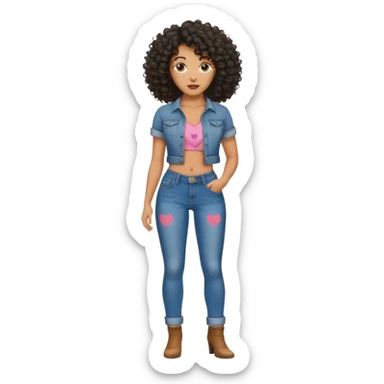 A black woman with curly hair with a penis print showing in jeans sticker