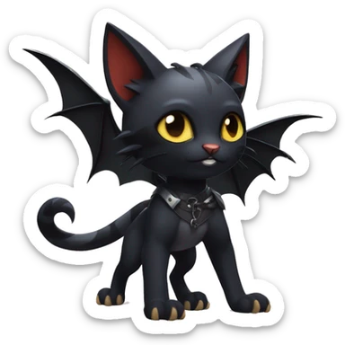 Cool Edgy Litten-Nargacuga-Cat with black bat-wing-ears full body sticker