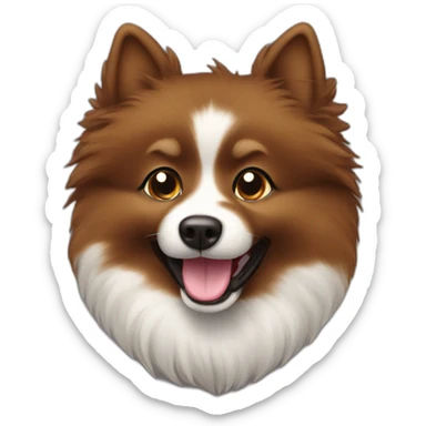 Spitz dog happy face only dark brown color hairy sticker