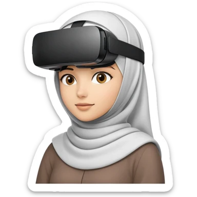 girl with hijab computer science engineer working with virtual reality metaverse technology sticker