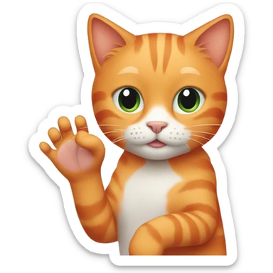 Orange cat with a hand patting the back sticker