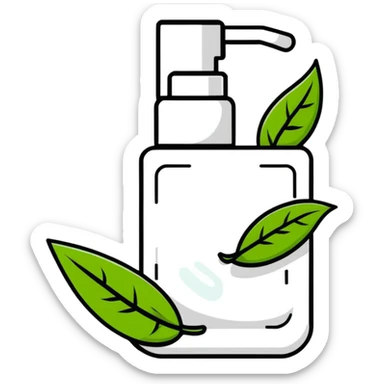 Safe natural skincare product with leaf icon sticker