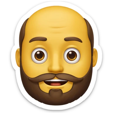 normal yellow emoji face with a beard, one side smiling, one side frowning sticker