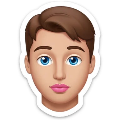 My sexy boyfriend who has blue eyes, brown hair, big sexy nose and plump pink sexy lips and he is very beautiful and cute  sticker