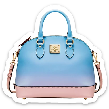 Realistic pastel pink to pastel blue ombre dooney and bourke domed satchel purse.  sticker
