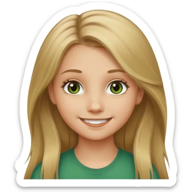 A young girl with long dirty blonde hair and hazel green eyes sticker