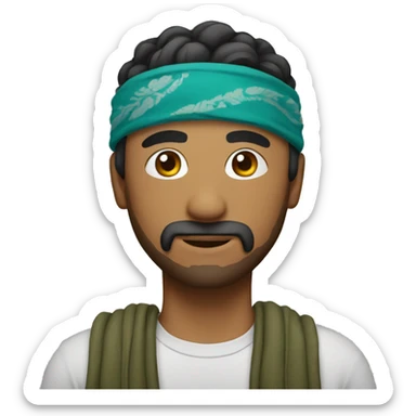 man in haki color bandana sticker