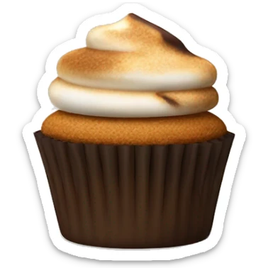 S’mores cupcake with chocolate and graham cracker sticker