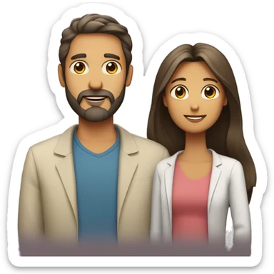 father with beard mother with long hair daughter with long hair sticker