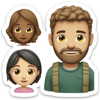 husband with wife (husband is taller, light brown short hair, light brown short full beard, green eyes and olive skin color)(wife has medium length dark brown hair and hazel green eyes with pale skin color) sticker