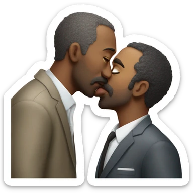 Two men kissing with a dog looking mad  sticker