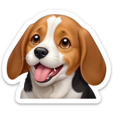 Cinematic Cute Yawning Beagle Portrait Emoji, Head tilted slightly with a dramatic, wide-open yawn, showcasing a soft tri-color coat of white, brown, and black, floppy ears slightly drooping, round hazel eyes barely open in drowsy contentment, Simplified yet irresistibly adorable features, highly detailed, glowing with a soft, cozy glow, high shine, relaxed yet expressive, stylized with a touch of whimsy, bright and endearing, soft glowing outline, capturing the essence of a sleepy yet affectionate pup, so drowsy it feels like it could stretch right out of the screen and curl up for a nap! sticker