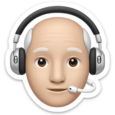 Create an Apple-style emoji that uses the 😶 neutral face, but wearing the same AirPods Max headphones as the 🎧 emoji. sticker