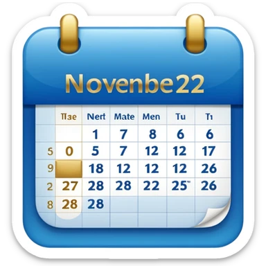 no generate an ios style background free calender icon, blue and gold and white with the date 22 november highlited sticker