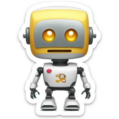 cute robot with creative brain sticker