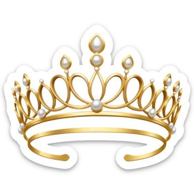 dainty gold tiara with pearls sticker