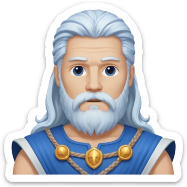 Jupiter, Thunder God from Rome Mythology with long white hair and beard, blue and white outfit sticker