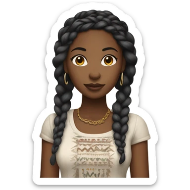 black woman with black boho braids and trendy style sticker