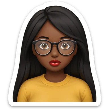 a slim thick black girl with a big butt long straight hair a lip combo black glass sticker