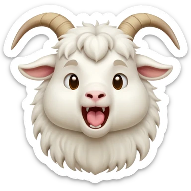 cinematic-cute-yawning-white-goat-portrait-emoji,-head-tilted-slightly-with-a-dramatic,-wide-open-yawn,-showcasing-a-soft,-downy-white-fur-with-delicate-horns-and-gently-drooping-ears,-round-eyes-barely-open-in-drowsy-contentment, sticker