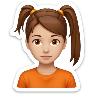 brown hair girl with ponytail and orange shirt sticker