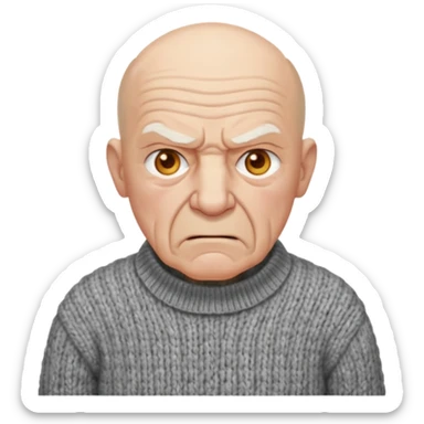 Old man, angry, sweater, bald
 sticker