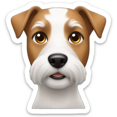 Man with modern hair cut white no tshirt with jack russell terrier dog sticker