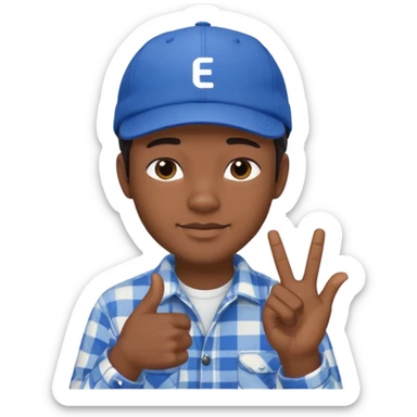 Emoji of a young man with dark hair, wearing a blue cap and a white flannel shirt, the young man is making a "like" gesture with his right hand sticker