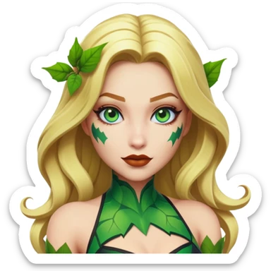 poison ivy fortnite skin with blonde hair, blue eyes and green lips  sticker