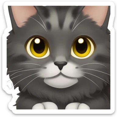 dark gray tortoiseshell cat with yellow eyes, cat sitting on the hands of a girl with brown hair and green eyes sticker