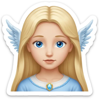 girl whit long blond hair, blu eyes and an angelic face sticker