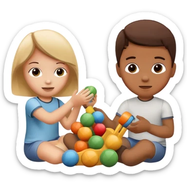 two kids playing with toys at home sticker