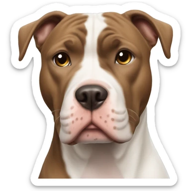 Most white and brown pitbull dog and a handsome ehit black hair man sticker