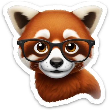 a red panda with horn-rimmed glasses sticker
