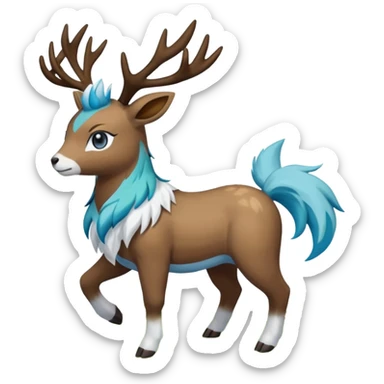Stantler-Skiddo-Glaceon-Mudbray-Amaura-Virizion-fusion-Fakémon-creature (full body) sticker
