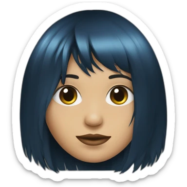 Chica ojos azules, pelo negro liso con flequillo recto sticker