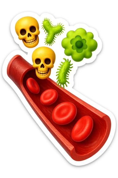EMOJI STILE IPHONE 3D DI tossine e batteri che entrano in una vena umana E FALLO MOLTO REALISTICO IN 3D sticker