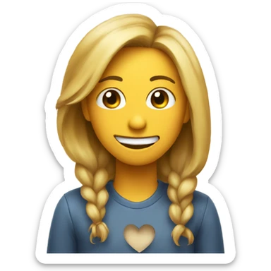 A emoji giggling about her crush sticker