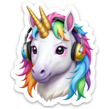 headphone wearing unicorn sticker