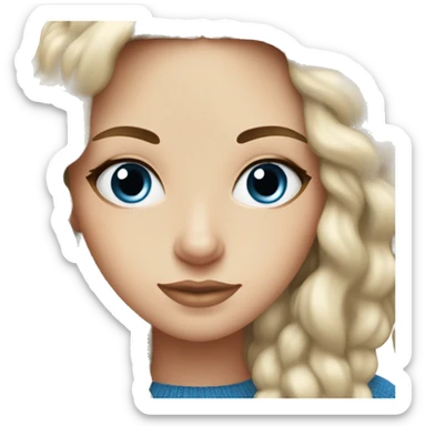 White girl with brow hair and blue eyes autumn cozy sticker