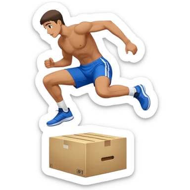 man in blue shorts box-jump exercise side-view sticker