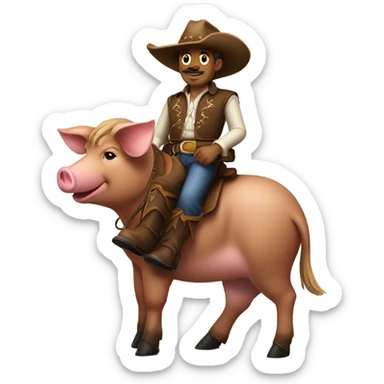 cowboy on a pig sticker