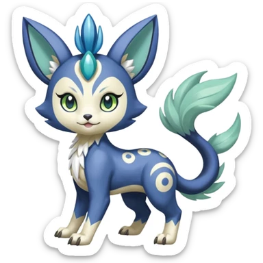 Colorful Skilled Adept Graceful Asian Painted WereGarurumon-Meloetta-Meowstic-fusion-hybrid-creature (full body) sticker