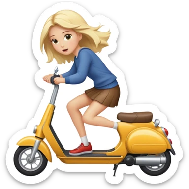 Blonde girl falling off scooter sticker