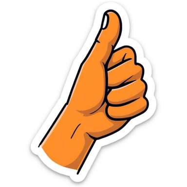 A thumbs up hand with dark skin that transitions to light skin at the wrist sticker