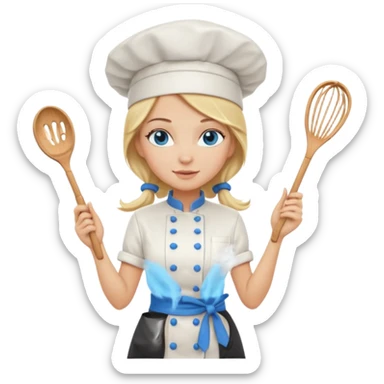Full body 
Sexy Long Blonde hair blue eyed female chef sticker