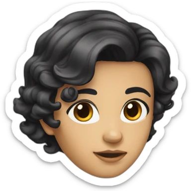 black haired, side parted designer sticker