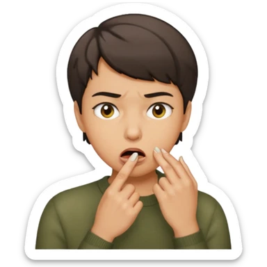 Emoji de una persona mordiéndose la uña  sticker