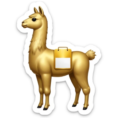 A small golden llama silhouette with a white sign that says RAID over it sticker